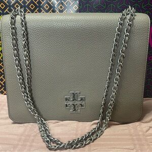 Tory Burch Pebble Gray Chain Shoulder Bag